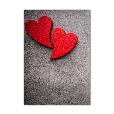 Glasbild vertikales Rote Herzen