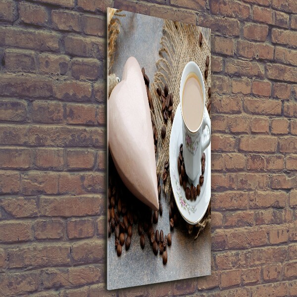 Bild aus glas vertikales Kaffee und Herz