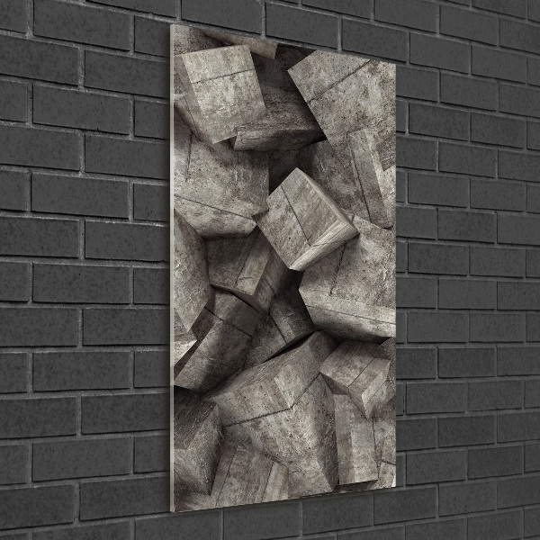 Glasbild vertikales Betonwürfel
