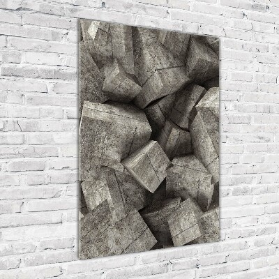 Glasbild vertikales Betonwürfel
