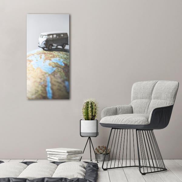 Foto auf glas vertikales Van auf einem Globus