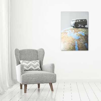 Foto auf glas vertikales Van auf einem Globus