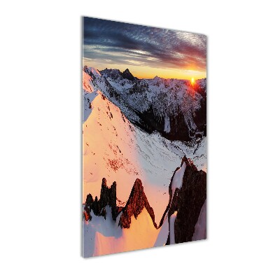 Glasbild vertikales Gebirge im Winter