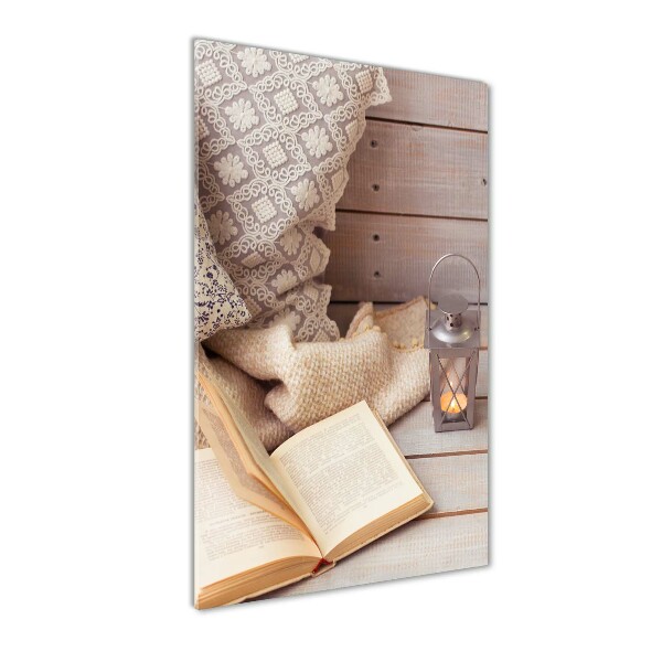 Glasbild vertikales Entspannung mit einem Buch