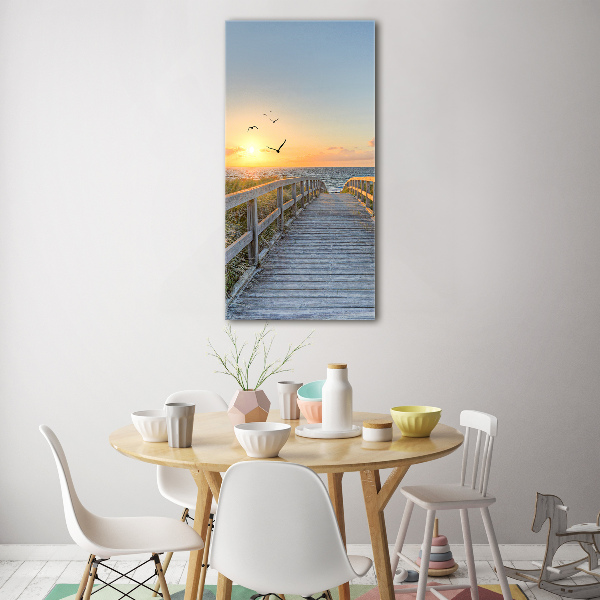 Glasbild vertikales Weg zum Strand