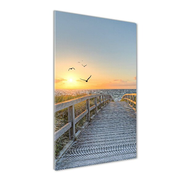 Glasbild vertikales Weg zum Strand