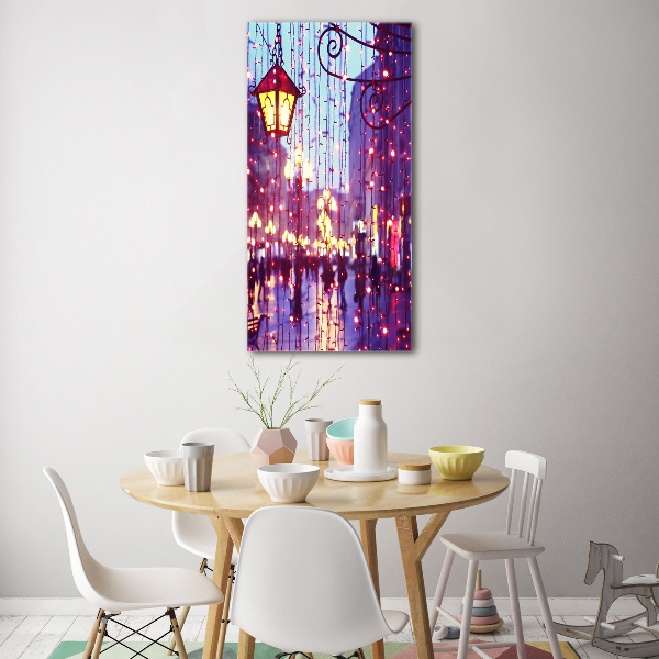 Glasbild vertikales Lichter in der Stadt