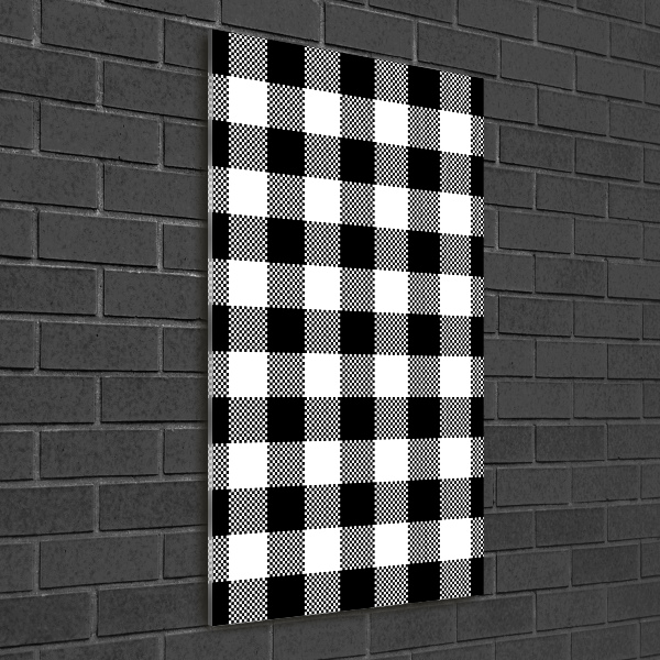 Bild aus glas vertikales Schwarz-weiß kariert