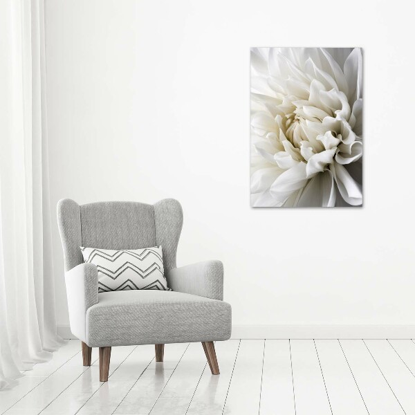 Glasbild vertikales Weiße Dahlie