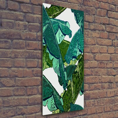 Glasbild vertikales Bananenblätter