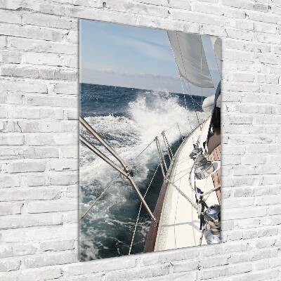 Foto auf glas vertikales Eine Yacht auf See