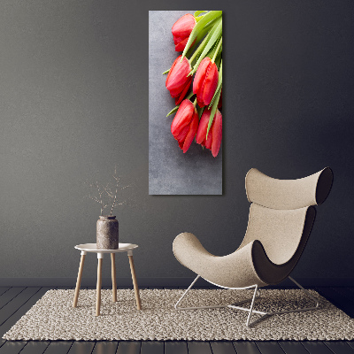 Foto auf glas vertikales Rote Tulpen
