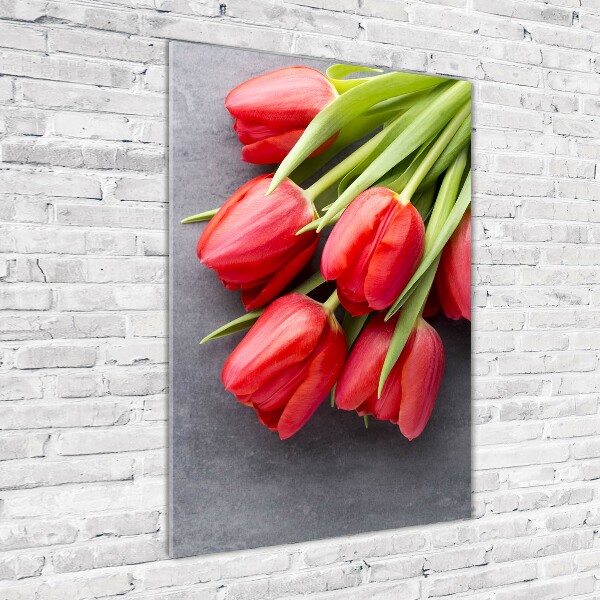 Foto auf glas vertikales Rote Tulpen