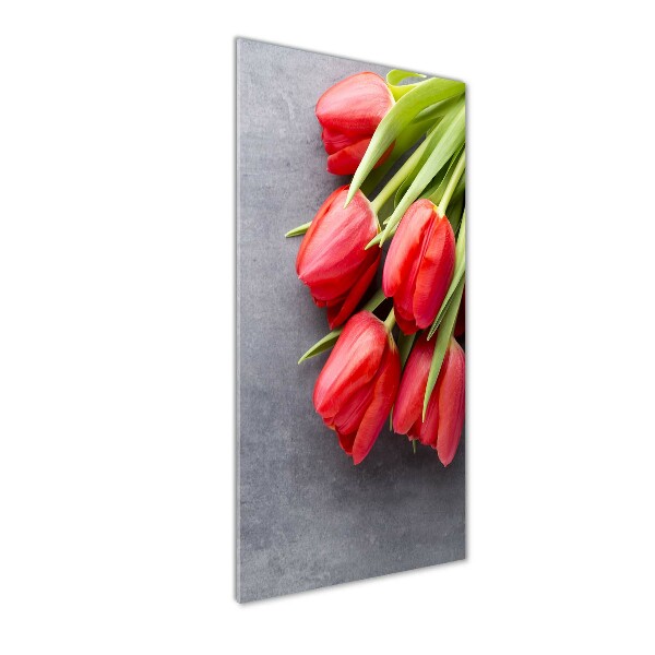 Foto auf glas vertikales Rote Tulpen