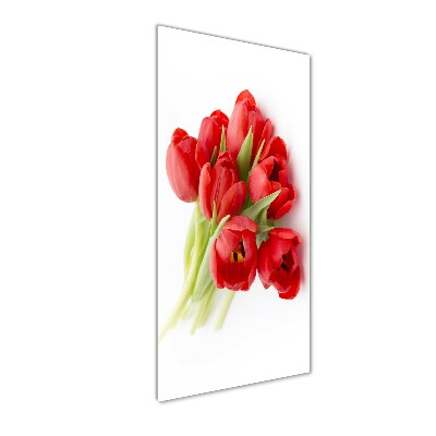Glasbild vertikales Rote Tulpen