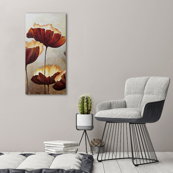 Bild aus glas vertikales Mohnblumen