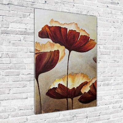 Bild aus glas vertikales Mohnblumen