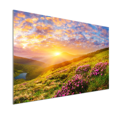 Platte für Küchenrückwand Sonnenuntergang in den Bergen