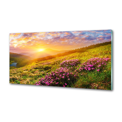 Platte für Küchenrückwand Sonnenuntergang in den Bergen