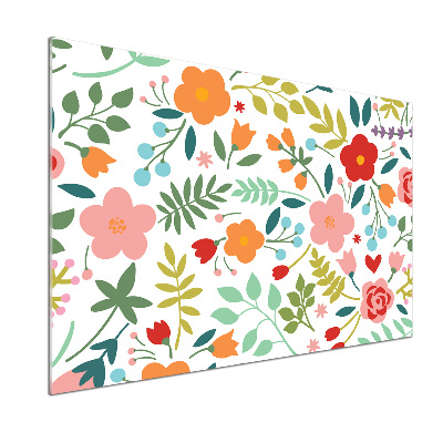 Glasrückwand für die küche Blumenillustration