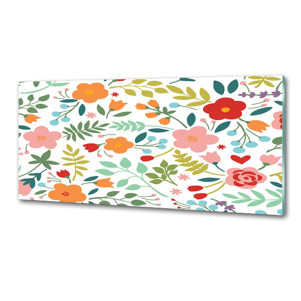 Glasrückwand für die küche Blumenillustration