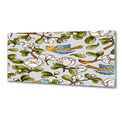 Küchen wandpaneel Blumen und Vögel