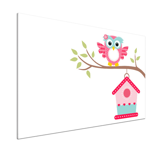 Glasrückwand für die küche Eule auf einem Ast