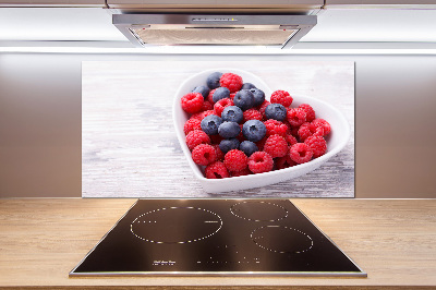 Glasrückwand für die küche Himbeeren und Blaubeeren
