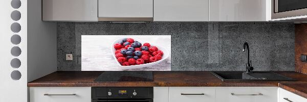 Glasrückwand für die küche Himbeeren und Blaubeeren