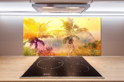 Glasrückwand für die küche Bunte Palmen