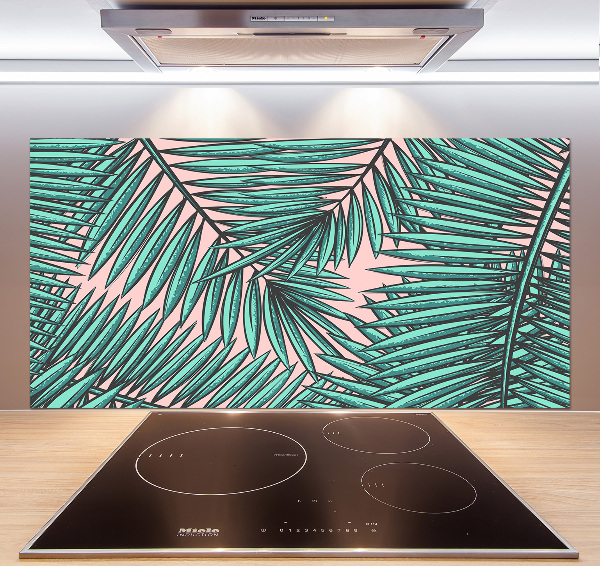 Glasrückwand für die küche Palmenblätter