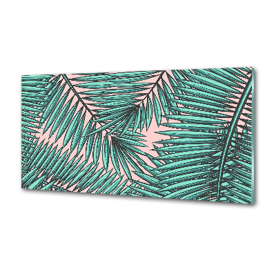 Glasrückwand für die küche Palmenblätter