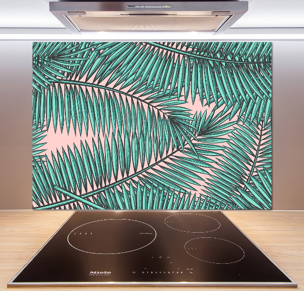 Glasrückwand für die küche Palmenblätter