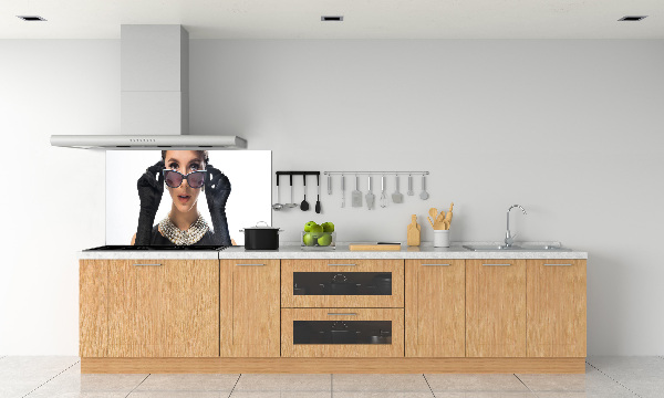 Platte für Küchenrückwand Frau mit Brille