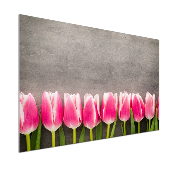 Glasrückwand für die küche Rosa Tulpen