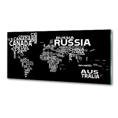 Glasrückwand für die küche Weltkarte mit Untertiteln