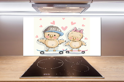 Platte für Küchenrückwand Vögel auf einem Skateboard