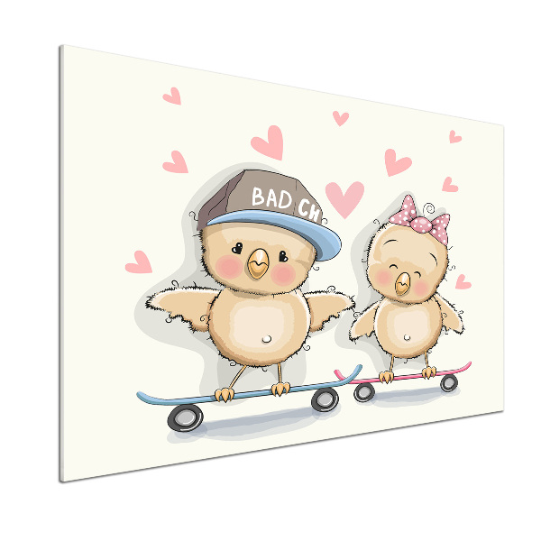 Platte für Küchenrückwand Vögel auf einem Skateboard