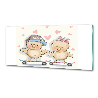 Platte für Küchenrückwand Vögel auf einem Skateboard