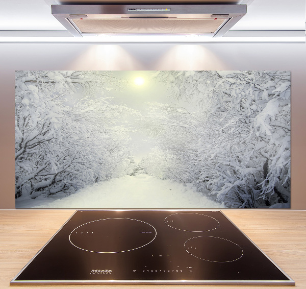 Glasrückwand für die küche Wunderschöner Wald im Winter