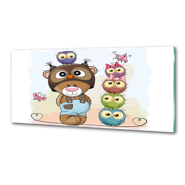 Küchen wandpaneel Teddybär und Eulen