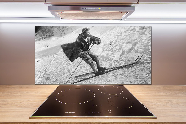 Glasrückwand für die küche Skifahrer