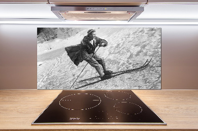 Glasrückwand für die küche Skifahrer