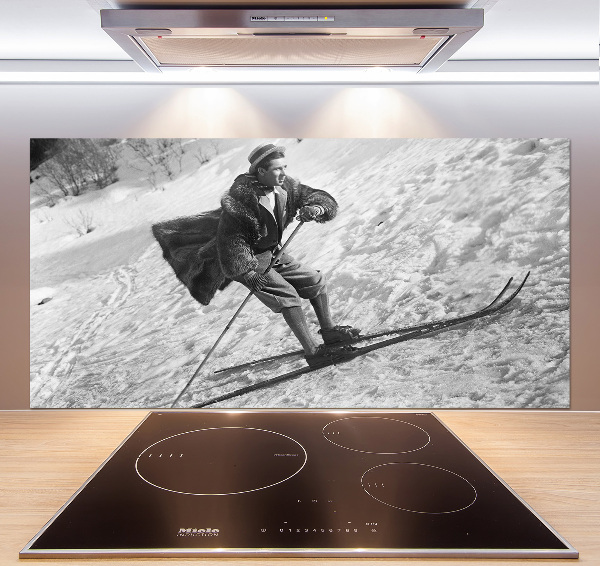 Glasrückwand für die küche Skifahrer