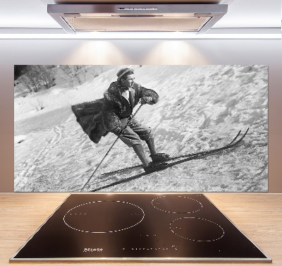 Glasrückwand für die küche Skifahrer