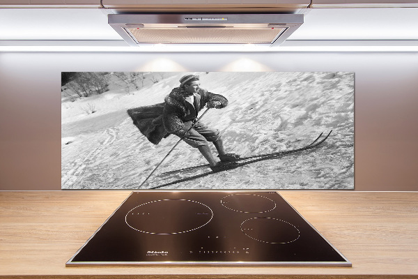 Glasrückwand für die küche Skifahrer