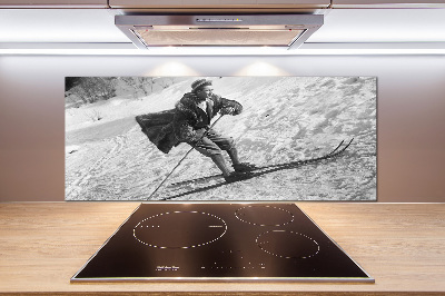 Glasrückwand für die küche Skifahrer