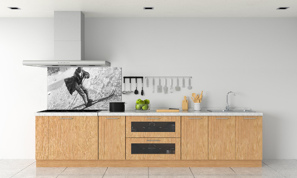 Glasrückwand für die küche Skifahrer