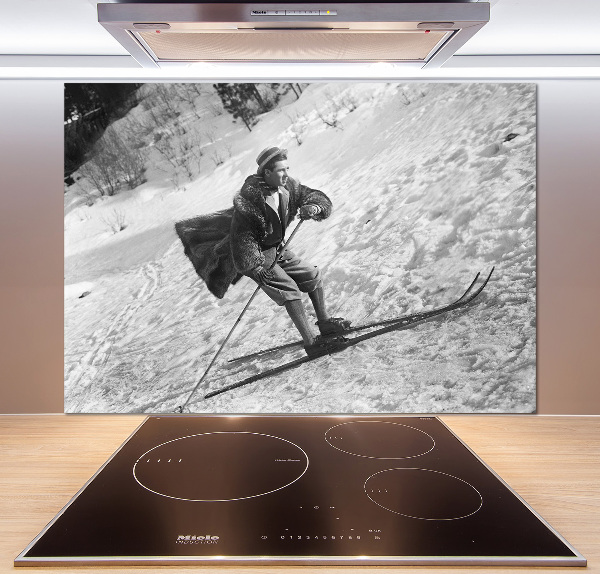 Glasrückwand für die küche Skifahrer