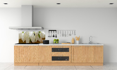 Küchen wandpaneel Weiße Tulpen